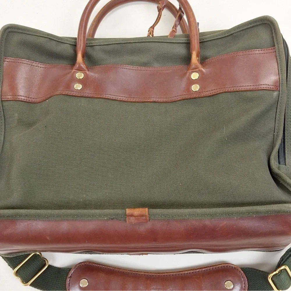 Orvis Green Canvas & Brown Leather Briefcase